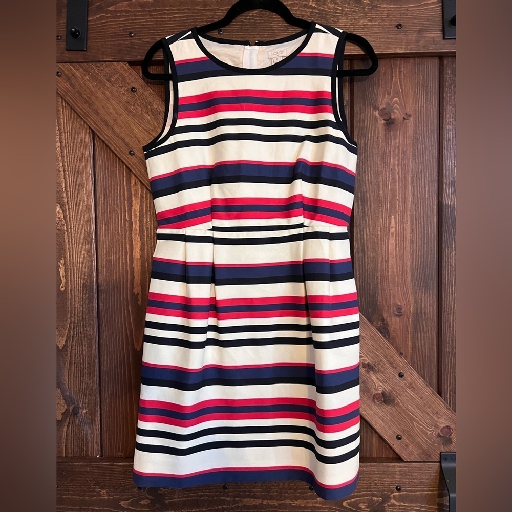 Striped J Crew Red white and blue Fitted Dress